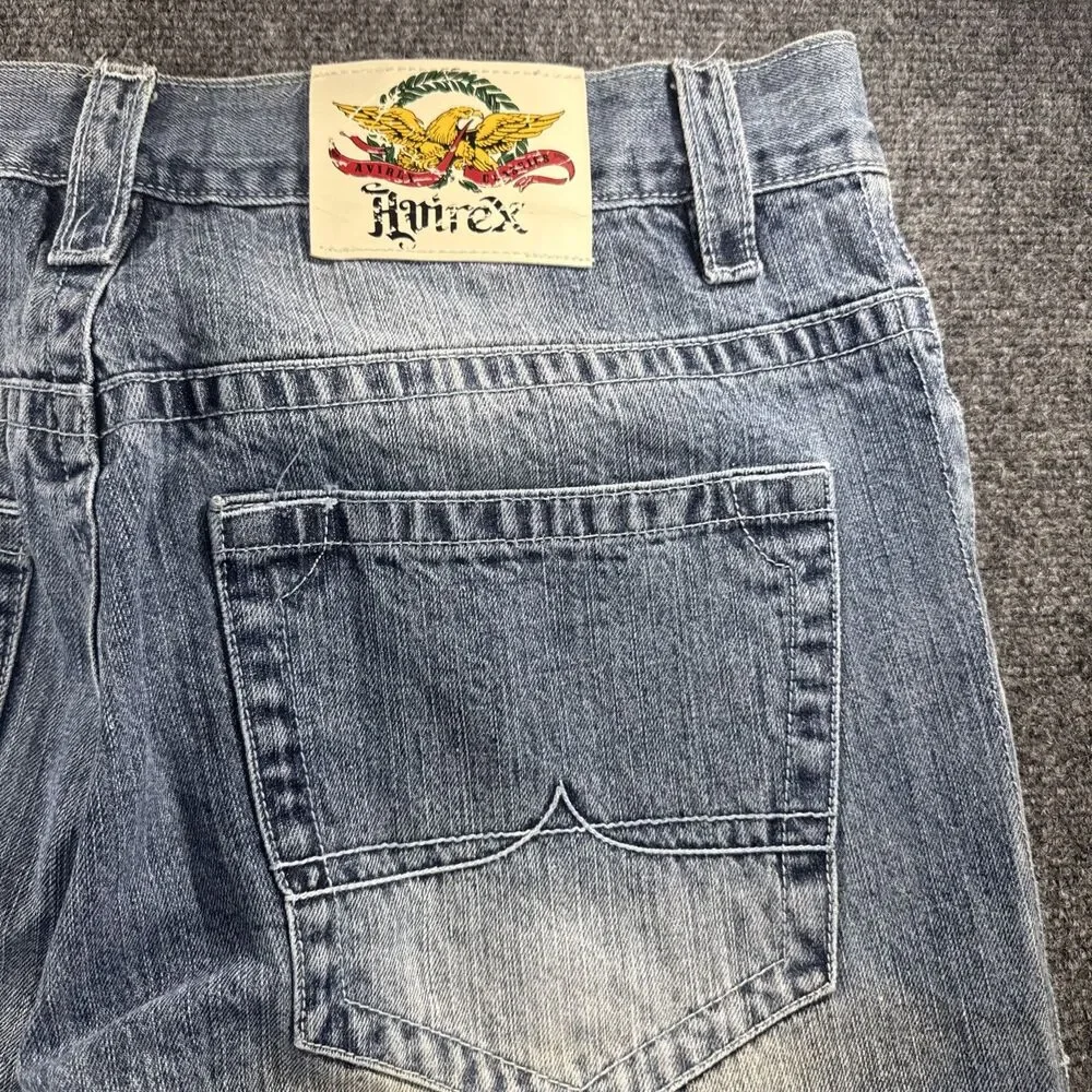 Avirex Classics Jeans Mens 36x30 Baggy Wide Leg Light Wash Y2K Hip Hop Vintage